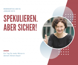 Bildtext lautet: Spekulieren. Aber sicher!