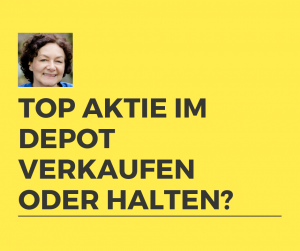 Frau im Bild plus Text: Top Aktie im Depot verkaufen oder halten? Schwierige Frage. Oder? Soll ich die Top Performer Aktie in meinem Depot verkaufen? Oder noch halten? Oder was jetzt? Im heutigen Video geht es um’s Timing. Verkaufen oder halten? Was soll ich tun? Worum geht es genau? Eine der besten Aktien in meinem Depot ist Microsoft. Vor ungefähr 8 Jahren bin ich da eingestiegen bei ca 17 Euro pro Aktie. Heute – 19.12.18 – kostet eine Aktie gut 91 Euro. Ich habe über die Zeit ein Plus gemacht von gut 440 Prozent. Oder 74 Euro pro Aktie. Dabei handelt es sich um meinen Buchwert. Ich habe den Gewinn ja noch nicht realisiert. Der steht ja „nur“ in meinem Depot. Aber wenn ich heute die Aktie verkaufen würde, wenn ich heute den Gewinn realisieren würde, hätte ich pro Aktie 74 Euro verdient. Und das ohne die Dividende, die Microsoft ausschüttet. Die Steuern hab ich da auch noch nicht abgezogen. Aber die lassen wir heute weg. Wir behandeln heute die Frage, ob ich jetzt aussteigen soll. Was spricht dafür, die Aktie zu verkaufen? Was dagegen?