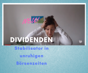 Bild zeigt Frau, die sich die Haare rauft. Bildtext lautet: Dividenden. Stabilisator in unruhigen Börsenzeiten